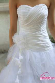 Small tail crystal yarn& stain bright stain bra style wedding dress YW 
