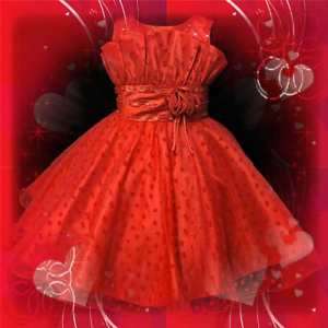 Red Beautiful Pageant Party Flower Girls Dress SZ 2 10Y  