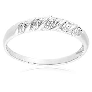 10k White Gold Diamond Ring (.03 cttw, I J Color, I3 Clarity), Size 5