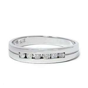   NATURAL DIAMOND RING CHANNEL SET STACKABLE WEDDING BAND 14K WHITE GOLD
