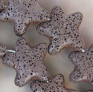 24x25mm Coffee Rock Lava Star Beads 16  