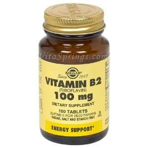  Vitamin B2 100 mg (Riboflavin), 100 Tablets, Solgar 