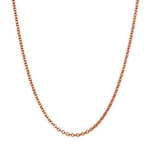  14k Italian Rose Gold Rolo 1.7mm Chain Necklace, 18 