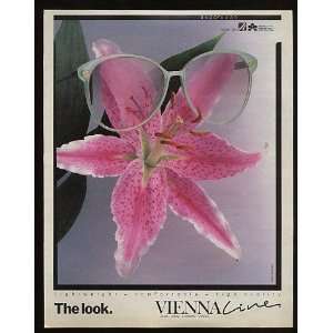  1987 Vienna Line Glasses Eyeglasses Lilly Flower Print Ad 