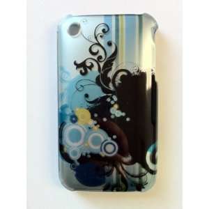  Iphone 3 3G/3GS Black Vines and Blue Bubbles on Light Blue 