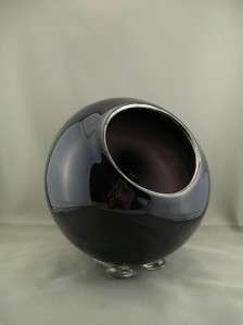John Bennett Modern Art Glass Footed Orb Vase~1990  