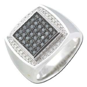   Gold 0.89cttw Black and White Diamond Mens Fashion Ring Jewelry