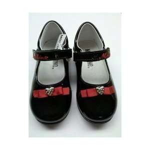    Moschino   Childrens Shoes for Girl in Black Wirh Red Ribbon Baby