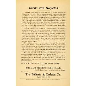 1899 Ad Williams Carleton Electric Corn Salve Cure Podiatry Bike 