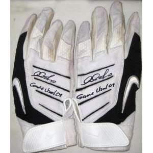   White / Black Batting Gloves   Autographed MLB Gloves 