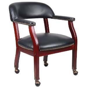  Boss Captain?S Chair In Black Vinyl W/ Casters Furniture & Decor