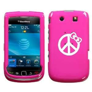  BLACKBERRY TORCH 9800 WHITE PEACE BOW ON A PINK HARD CASE 