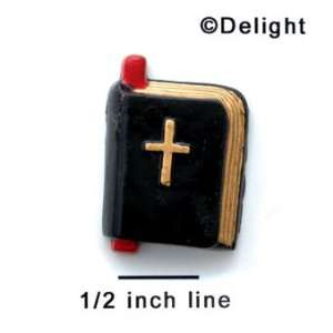  1038 ctlf   Medium Black Bible with Cross   Flat Back 