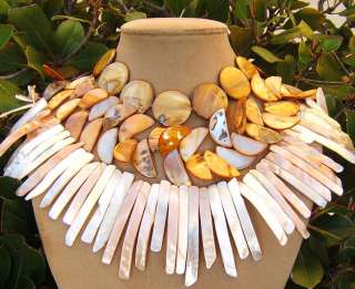   OF PEARL NECKLACE CREAM GOLD BIG ROYAL COLLIER GOLDEN TONES  