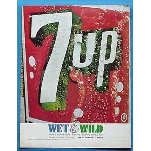 1967 7 Up Soda Wet & Wild Large Logo Print Ad 
