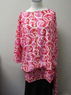   Mackies French Quarter Side Tie Blouson Top Pink/Red M NWT  