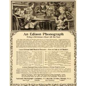 com 1905 Vintage Ad Edison Phonograph Family Christmas Tree Gift Band 