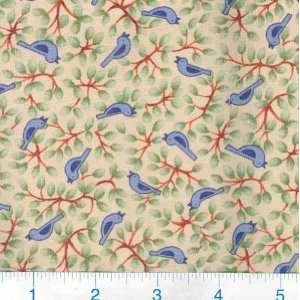  45 Wide Bird Song Birds on Braches Nautral Fabric By The 
