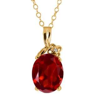  2.86 Ct Oval Red Garnet and White Topaz 10k Yellow Gold 