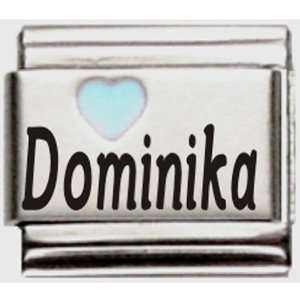  Dominika Light Blue Heart Laser Name Italian Charm Link 