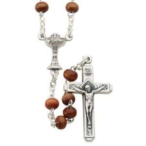   Communion Brown Wood Round Bead Christian Jewelry Rosaries Jewelry
