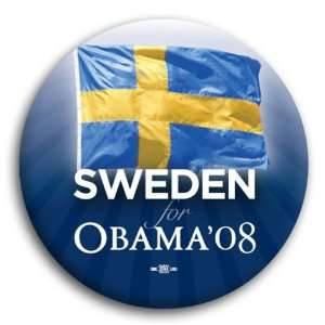  CAMPAIGN PIN SWEDEN FOR OBAMA BUTTON 2 1/4 Everything 