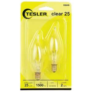  Tesler 25 Watt 2 Pack Bent Tip Candelabra Light Bulbs 