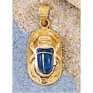  18k Gold with Lapis Scarab Pendant Jewelry