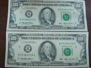 1993 4x $100 DOLLARS BILL NEVER CIRCULATE IN EXCELLENT CONDITION 