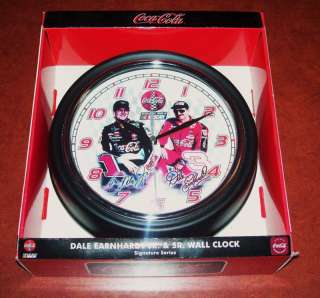 NASCAR Coca Cola 10 Wall Clock Dale Earnhardt Jr. & Sr. Brand New in 