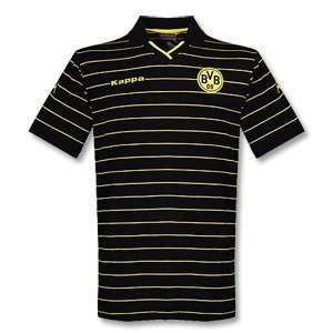  10 11 Borussia Dortmund Striped Leisure Polo   Black 