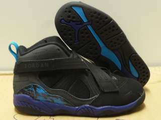Nike Air Jordan 8.0 Black Purple Blue Sneakers Preschool Size 2  