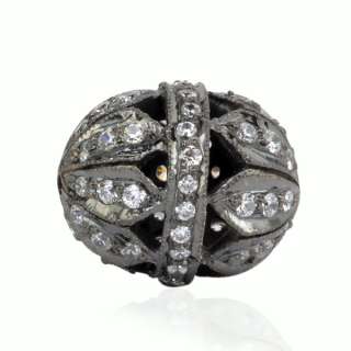 sterling silver black rhodium plated bead studded cz jewelry finding