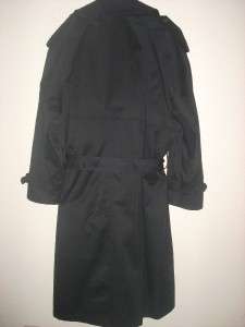 Mens RALPH LAUREN Long Black Rain Coat Trench Coat W Belt & Removable 
