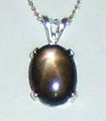 5ct. Natural BLACK STAR Sapphire Pendant Necklace SS  