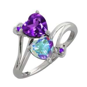 82 Ct Heart Shape Purple Amethyst and Mystic Topaz Sterling Silver 