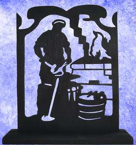 Blacksmith Working in His Forge Decorative Wood Silhoue  