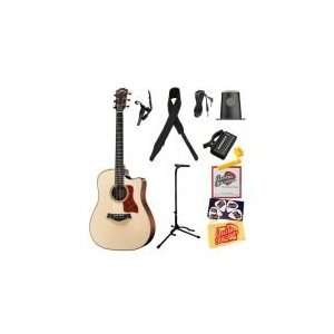 Taylor 710ce Dreadnought Cutaway Acoustic Electric Guitar Bundle with 