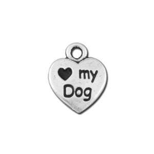  12mm Silver Love My Dog Pewter Charms by Tierracast Arts 