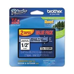 Brother TZE1312PK Original 1/ 2 Laminated Black on Clear 