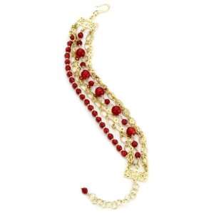  Karen London Crimson Red Coral Multi Chain Bracelet 