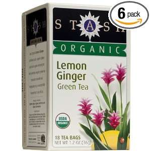 Stash Premium Organic Lemon Ginger Green Tea, Tea Bags, 18 Count Boxes 
