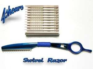 4SHEARS Metallic Blue Hair Razor with Swivel Handle  