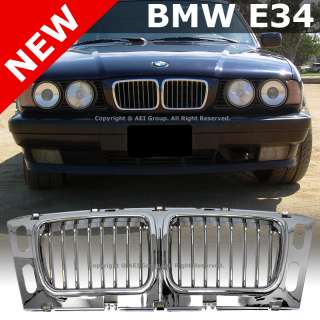 BMW E34 525i 530i 540i 91 95 Chrome Front Bumper Center Hood Kidney 
