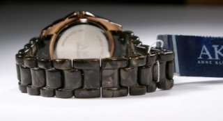 95 Anne Klein 10/9805 BNBN Crystal Accented Brown Ceramic Bracelet 