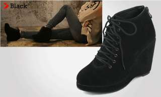   Shoes Fashion Suede Wedge Ankle Booties Kill High Heel Boots Platform