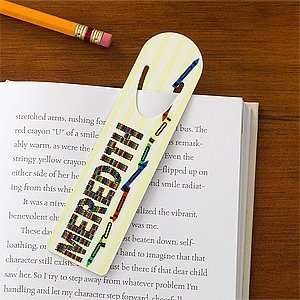  Personalized Girls Bookmarks   Crayon Letters Office 