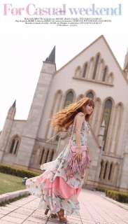 New Women Bohemian Style Chic Chiffon Colorful Long Full Length Dress 