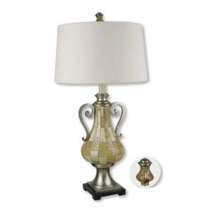  Table Lamp with Faux Blond Brick and Scrolled Handles 