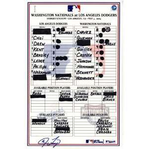  Nationals vs. Dodgers 5 04 2005 Game Used Lineup Card (Jim 